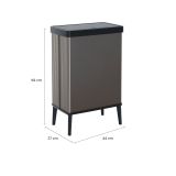 Pattumiera Scillato, Cestino portarifiuti, Bidone per raccolta differenziata, Mobile per spazzatura, 44x27 h69 cm, Grigio scuro