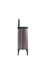 Pattumiera Scillato, Cestino portarifiuti, Bidone per raccolta differenziata, Mobile per spazzatura, 44x27 h69 cm, Marrone