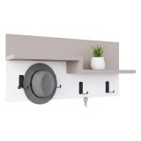 Pensile appendiabiti 65x31h cm 5 posti beige e bianco - Kilo