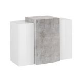 Pensile bagno 3 ante 90x66h cm bianco lucido e cemento - Andras