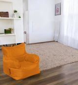 Poltrona Ababa, Seduta imbottita, Divano singolo da salotto, Sedia con braccioli, Made in Italy, 75x65 h70 cm, Arancione