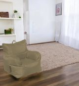 Poltrona Ababa, Seduta imbottita, Divano singolo da salotto, Sedia con braccioli, Made in Italy, 75x65 h70 cm, Beige