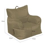 Poltrona Ababa, Seduta imbottita, Divano singolo da salotto, Sedia con braccioli, Made in Italy, 75x65 h70 cm, Beige