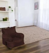 Poltrona Ababa, Seduta imbottita, Divano singolo da salotto, Sedia con braccioli, Made in Italy, 75x65 h70 cm, Marrone