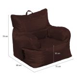 Poltrona Ababa, Seduta imbottita, Divano singolo da salotto, Sedia con braccioli, Made in Italy, 75x65 h70 cm, Marrone