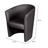 Poltrona Abrera, Poltrona da salotto, Seduta imbottita, Sedia con braccioli in similpelle, 64x63h76 cm, Nero