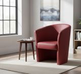 Poltrona Abrera, Poltrona da salotto, Seduta imbottita, Sedia con braccioli in similpelle, 64x63h76 cm, Rosso