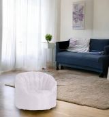 Poltrona Achira, Seduta imbottita, Divano singolo da salotto, Sedia con braccioli, Made in Italy, 80x80 h80 cm, Bianco