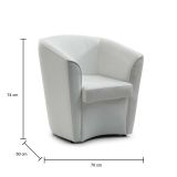 Poltrona Annaluna, Poltrona da salotto, 100% Made in Italy, Poltroncina relax in ecopelle, Cm 70x60h74, Bianco
