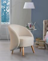 Poltrona Annarella, Poltrona di design da salotto, 100% Made in Italy, Poltroncina relax in tessuto imbottito, Cm 70x60h80, Tortora