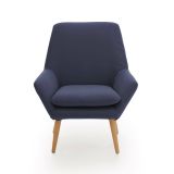 Poltrona Annarita, Poltrona di design da salotto, 100% Made in Italy, Poltroncina relax in tessuto imbottito, Cm 80x70h95, Blu
