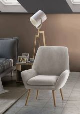 Poltrona Annarita, Poltrona di design da salotto, 100% Made in Italy, Poltroncina relax in tessuto imbottito, Cm 80x70h95, Grigio