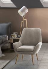 Poltrona Annarita, Poltrona di design da salotto, 100% Made in Italy, Poltroncina relax in tessuto imbottito, Cm 80x70h95, Tortora