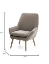 Poltrona Annarita, Poltrona di design da salotto, 100% Made in Italy, Poltroncina relax in tessuto imbottito, Cm 80x70h95, Tortora