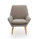 Poltrona Annarita, Poltrona di design da salotto, 100% Made in Italy, Poltroncina relax in tessuto imbottito, Cm 80x70h95, Tortora