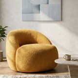 Poltrona Arancione Senape Rivestimento in Tessuto Bouclè Braccioli 80x56x83h cm, Materiale Struttura in Tessuto - Nubra