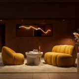 Poltrona Arancione Senape Rivestimento in Tessuto Bouclè Braccioli 80x56x83h cm, Materiale Struttura in Tessuto - Nubra