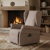 Poltrona Beige Sfoderabile Reclinabile 75x84x107h cm, Braccioli Made in Italy - Treia