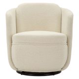 Poltrona Bianco Crema Nero Base Girevole Braccioli 70x72x75h cm, Materiale Struttura in Legno Nobilitato - Morond