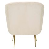 Poltrona Bianco Crema oro con Cuscino Braccioli 88x83x91h cm, Sfumatura Colore Struttura Crema - Turtuk