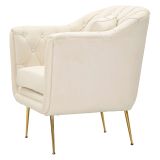 Poltrona Bianco Crema oro con Cuscino Braccioli 88x83x91h cm, Sfumatura Colore Struttura Crema - Turtuk