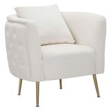 Poltrona Bianco Crema oro Rivestimento in Velluto Braccioli 76x74x71h cm, Materiale Struttura in Metallo - Killar