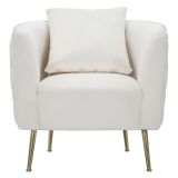 Poltrona Bianco Crema oro Rivestimento in Velluto Braccioli 76x74x71h cm, Materiale Struttura in Metallo - Killar