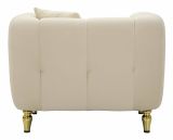 Poltrona Branco, Seduta imbottita, Divano singolo da salotto, Sedia con braccioli, 81x97 h71 cm, Crema e Oro