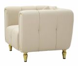 Poltrona Branco, Seduta imbottita, Divano singolo da salotto, Sedia con braccioli, 81x97 h71 cm, Crema e Oro