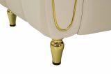 Poltrona Branco, Seduta imbottita, Divano singolo da salotto, Sedia con braccioli, 81x97 h71 cm, Crema e Oro