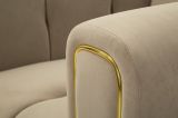 Poltrona Branco, Seduta imbottita, Divano singolo da salotto, Sedia con braccioli, 81x97 h71 cm, Grigio e Oro