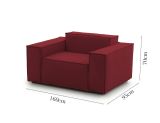 Poltrona Cristiana, Poltrona da salotto, 100% Made in Italy, Poltroncina relax in tessuto imbottito, Cm 160x95h70, Rosso