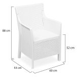 Poltrona da Esterno Bianco Braccioli 60x53 cm, Cuscini Inclusi Made in Italy - Wanless