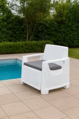 Poltrona da Esterno Bianco Braccioli 72x66 cm, Cuscini Inclusi - Rho