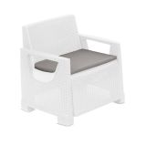 Poltrona da Esterno Bianco Braccioli 72x66 cm, Cuscini Inclusi - Rho