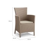 Poltrona da esterno Casina, Poltroncina da giardino, Seduta outdoor, Poltrona per esterni, 62x60 h89 cm, Tortora