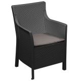Poltrona da Esterno Nero Antracite Braccioli 60x53 cm, Cuscini Inclusi Made in Italy - Wanless