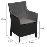 Poltrona da Esterno Nero Antracite Braccioli 60x53 cm, Cuscini Inclusi Made in Italy - Wanless