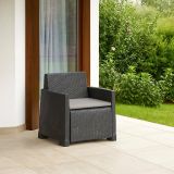 Poltrona da Esterno Nero Antracite Braccioli 72x66 cm, Cuscini Inclusi - Gaby