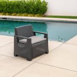 Poltrona da Esterno Nero Antracite Braccioli 72x66 cm, Cuscini Inclusi - Rho
