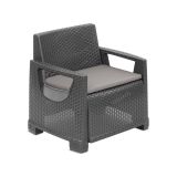 Poltrona da Esterno Nero Antracite Braccioli 72x66 cm, Cuscini Inclusi - Rho