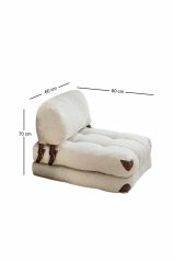 Poltrona Dysnomia, Seduta imbottita, Divano singolo da salotto, Sedia con braccioli, 80x60 h70 cm, Crema