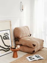 Poltrona Dysnomia, Seduta imbottita, Divano singolo da salotto, Sedia con braccioli, 80x60 h70 cm, Marrone