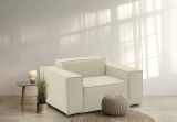 Poltrona Emanuela, Poltrona da salotto, 100% Made in Italy, Poltroncina relax in tessuto imbottito, Cm 140x95h70, Beige