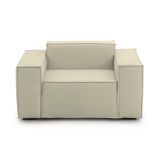 Poltrona Emanuela, Poltrona da salotto, 100% Made in Italy, Poltroncina relax in tessuto imbottito, Cm 140x95h70, Beige