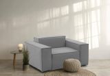 Poltrona Emanuela, Poltrona da salotto, 100% Made in Italy, Poltroncina relax in tessuto imbottito, Cm 140x95h70, Grigio