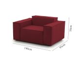 Poltrona Emanuela, Poltrona da salotto, 100% Made in Italy, Poltroncina relax in tessuto imbottito, Cm 140x95h70, Rosso