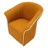 Poltrona Giallo Senape Nero Base Girevole Braccioli 84x66x80h cm, Materiale Struttura in Metallo - Toamas