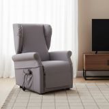 Poltrona Grigio Chiaro Sfoderabile Reclinabile 75x84x107h cm, Braccioli Made in Italy - Treia