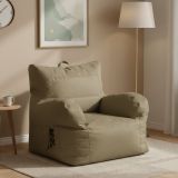 Poltrona in poliestere con braccioli beige - Ossidiana